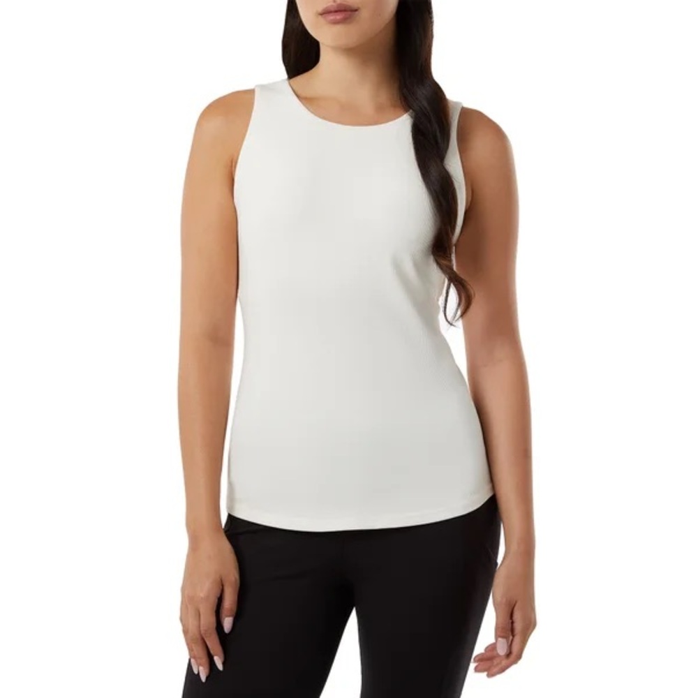 Women’s White Sleeveless Tank Top - Classic Crewneck